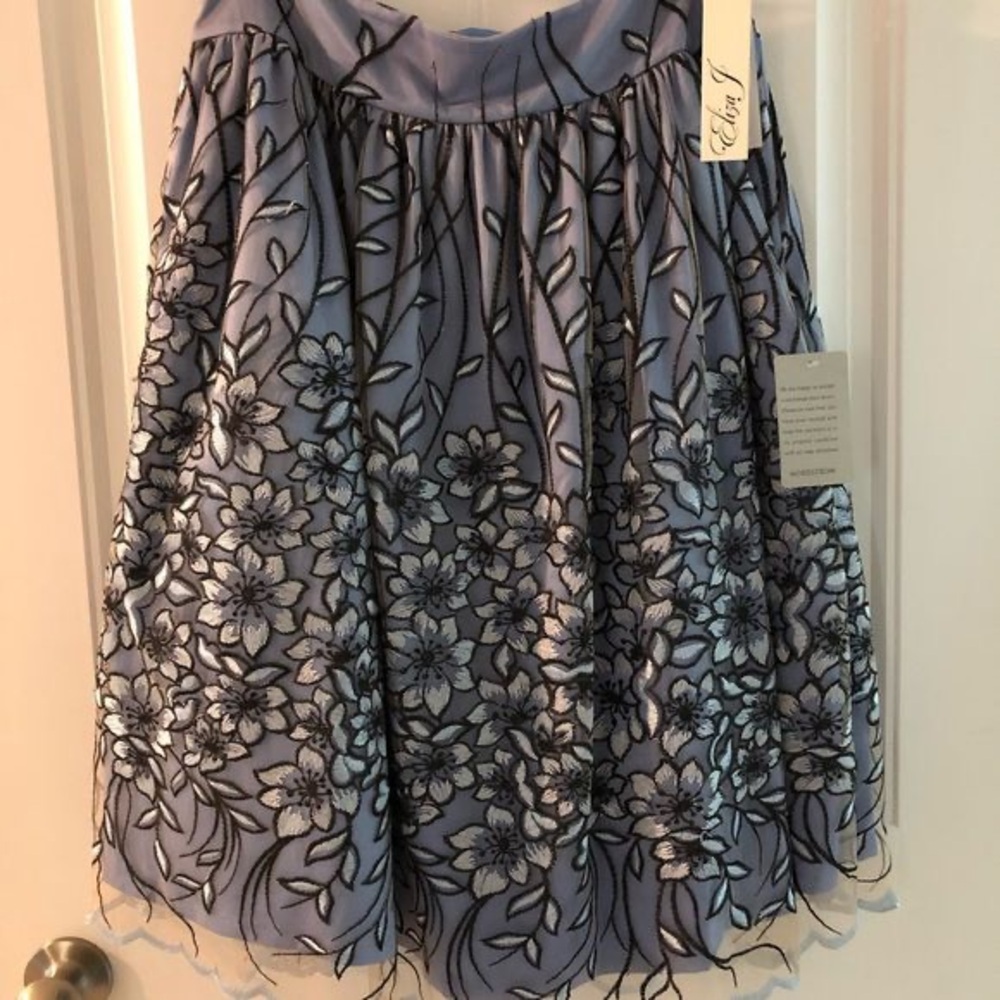 Eliza J Blue Embellished Bubble Mini Skirt
